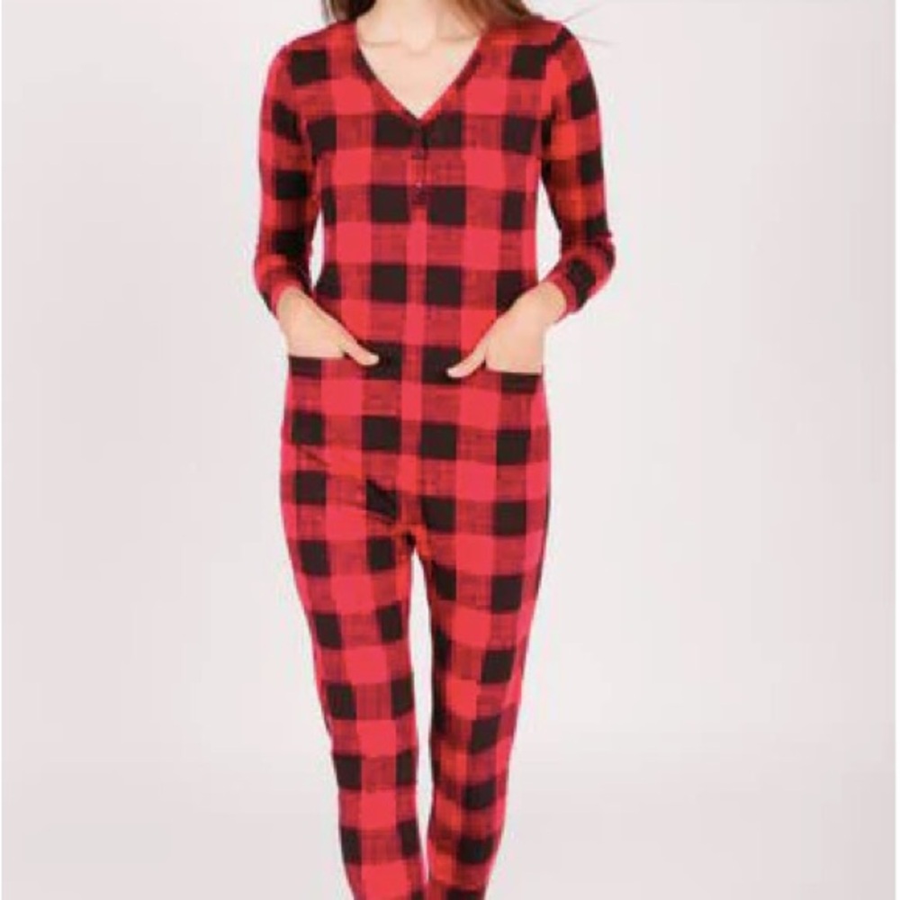 Smash + Tess Present Romper in Poinsettia Plaid